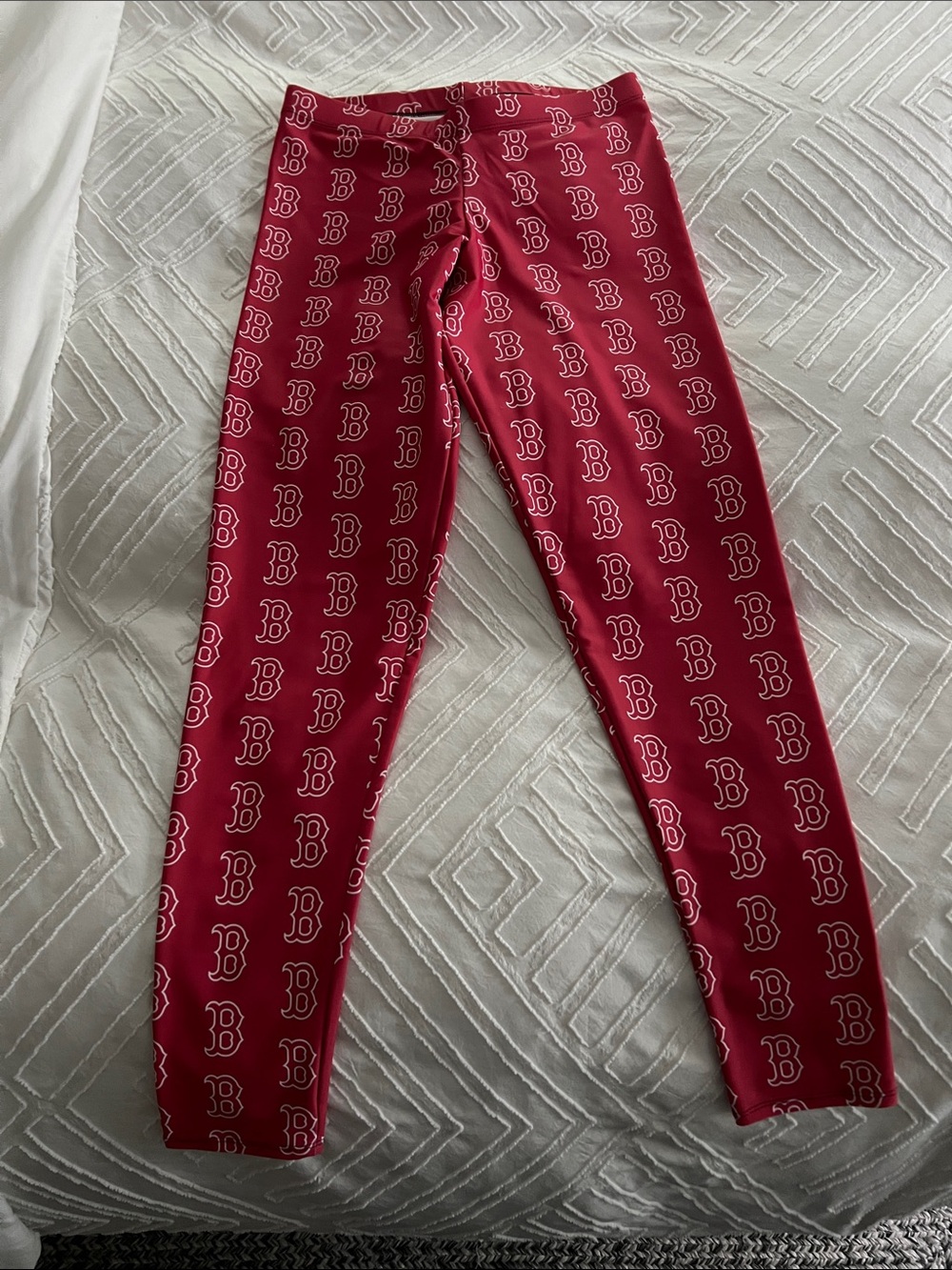 custom red sox B’s leggings - red and white size Med